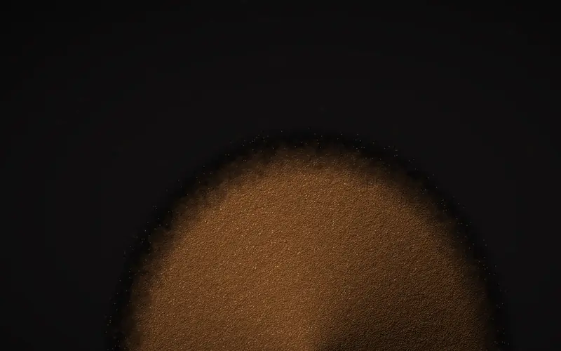 Macro view of brown spice extract powder